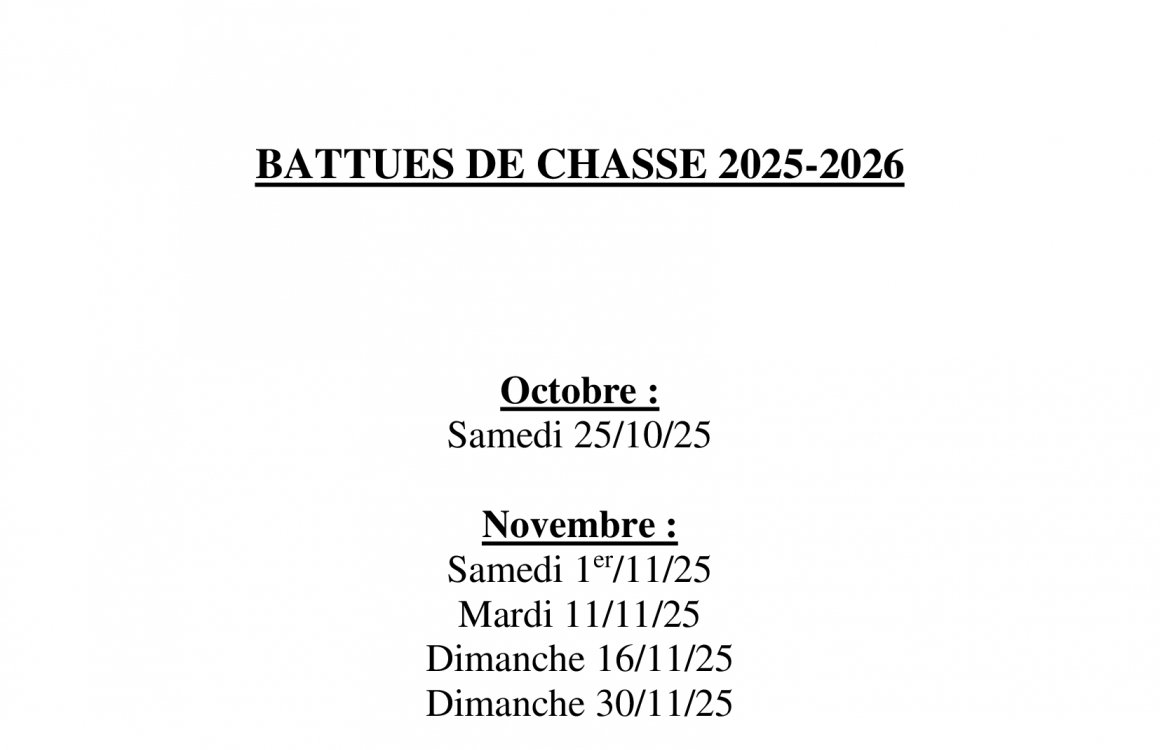 Battues de Chasse 2025-2026
